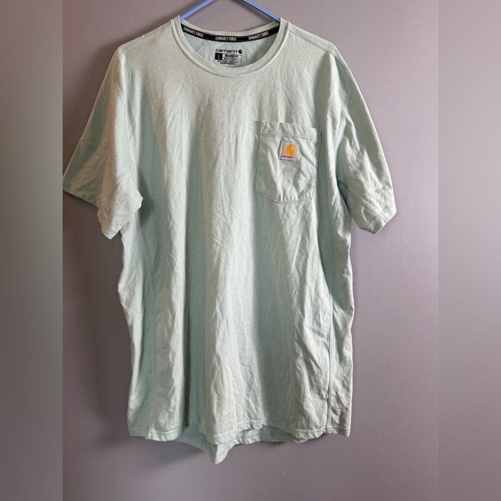 Carhartt Force Men's Mint Green Short Sleeve Tee Sz L 21" PTP